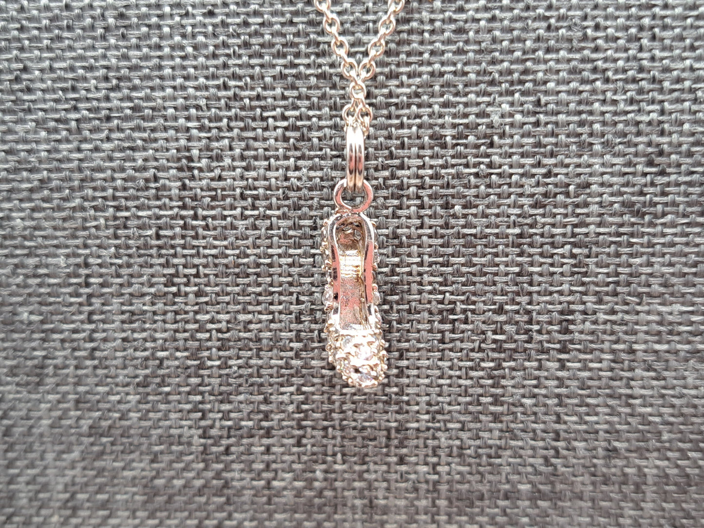Vintage Sterling Silver HB Signed High Heel Pendant in Sterling silver Chain with Crystals