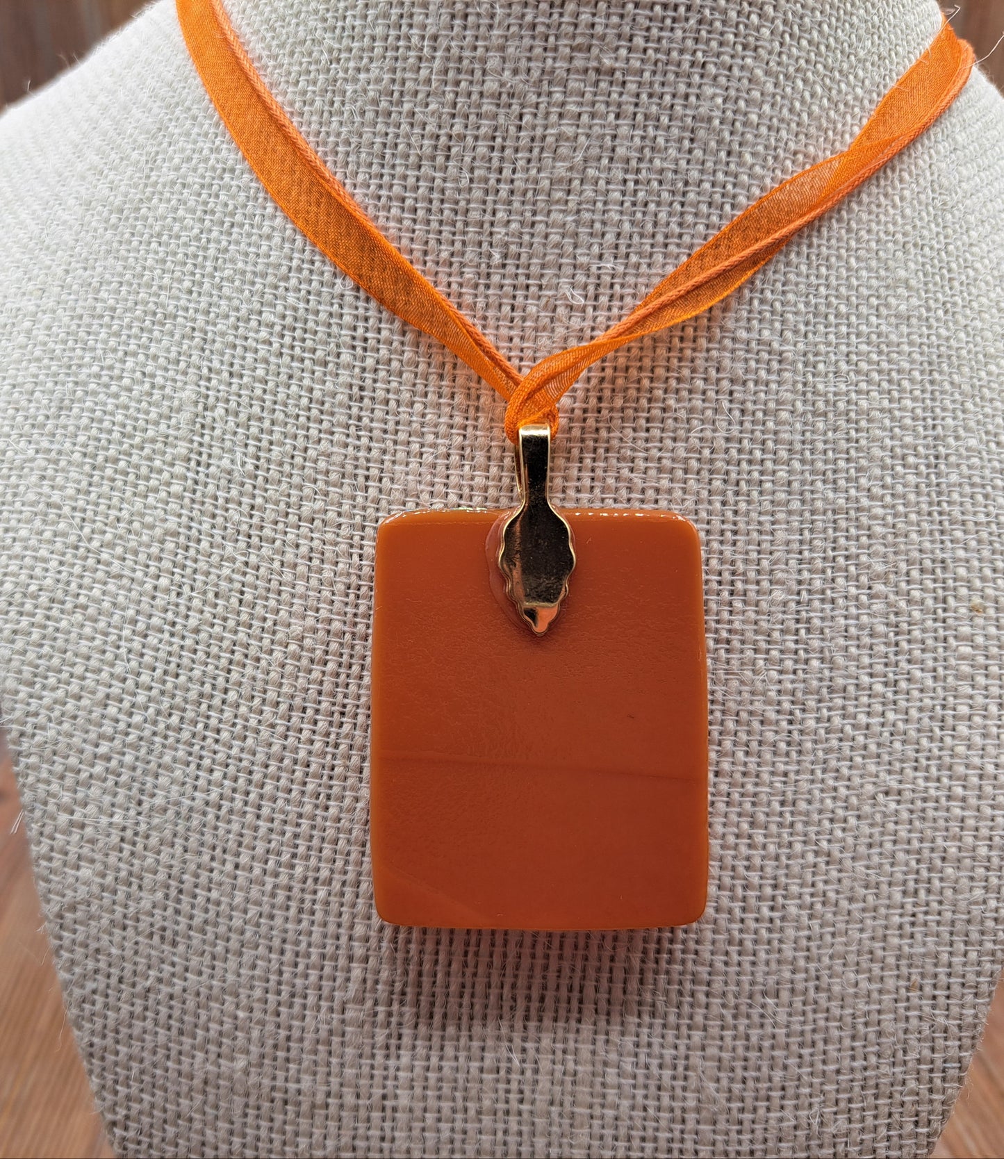Vintage Handmade one-of-a-kind Glass with sunflower Pendant