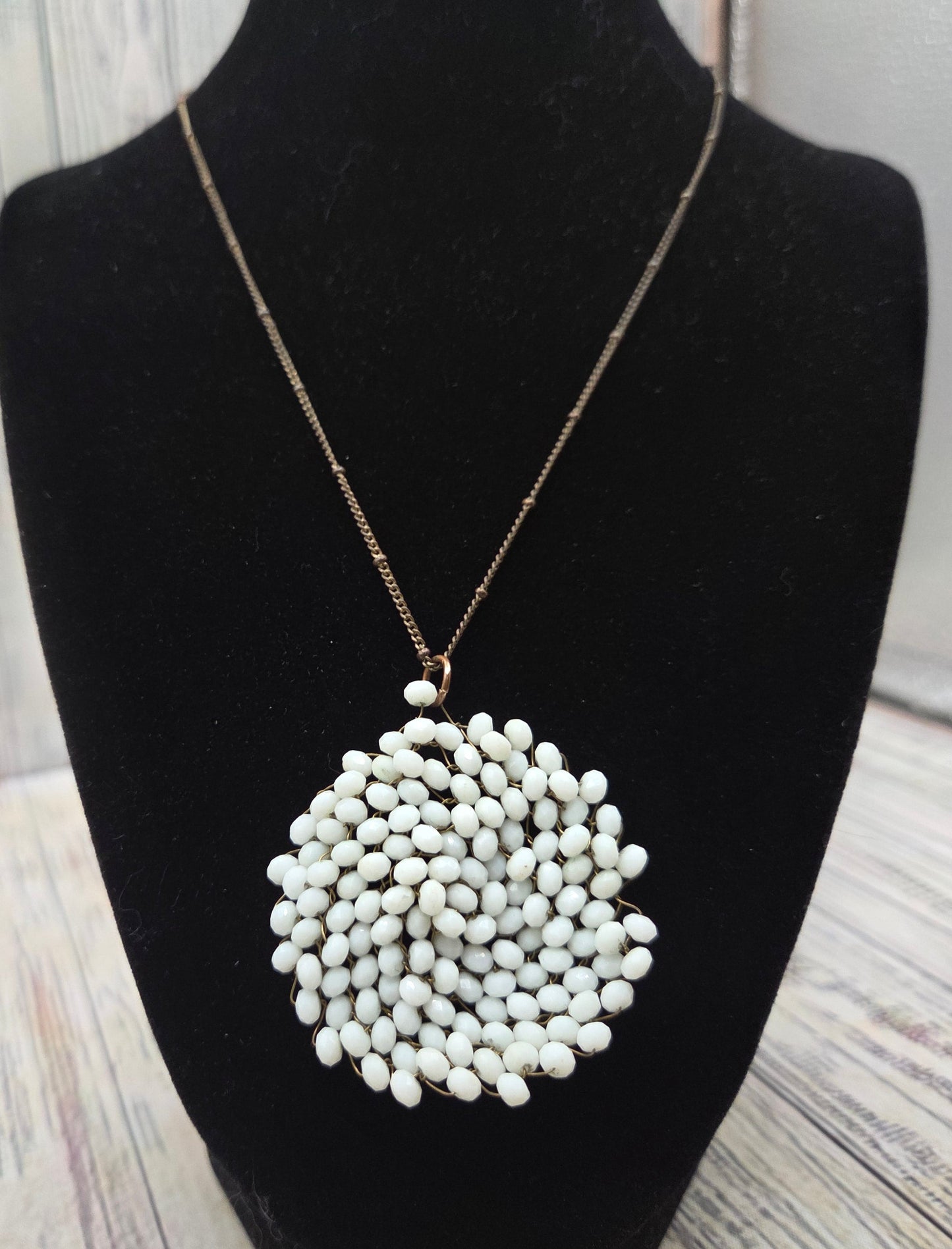 Vintage Milk Glass Cluster Necklace