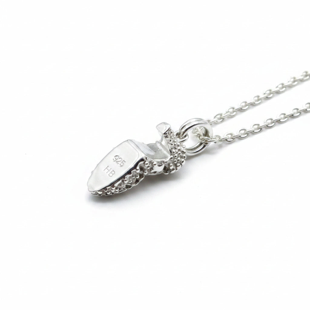 Vintage Sterling Silver HB Signed High Heel Pendant in Sterling silver Chain with Crystals