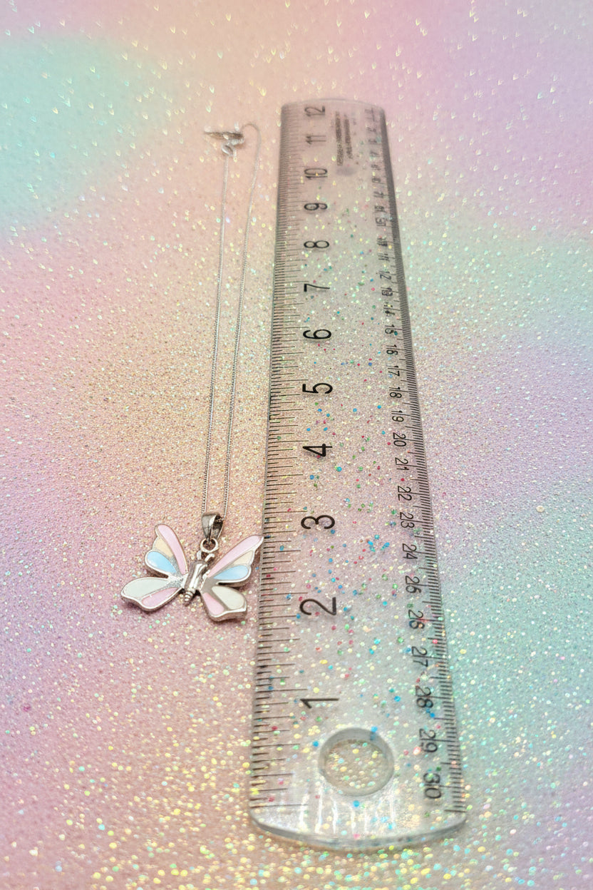 Vintage Sterling Silver Inlaid Butterfly on Sterling silver Chain