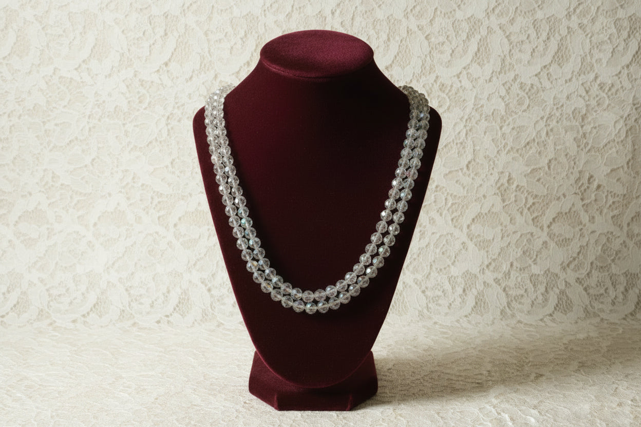 Vintage knotted double crystals with crystal clasp stunning 1960's