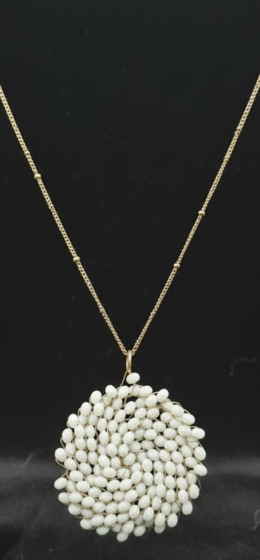 Vintage Milk Glass Cluster Necklace