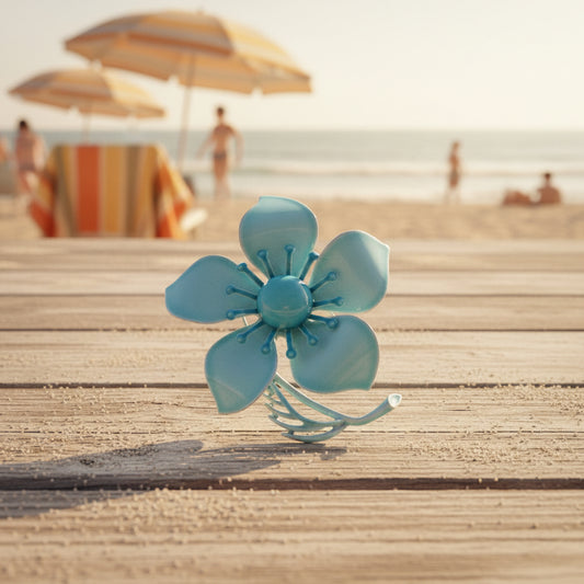 Vintage light blue metal flower 1960's