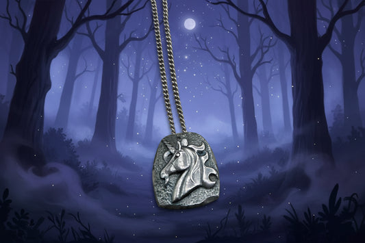 Vintage Pewter Unicorn Fantasy Necklace
