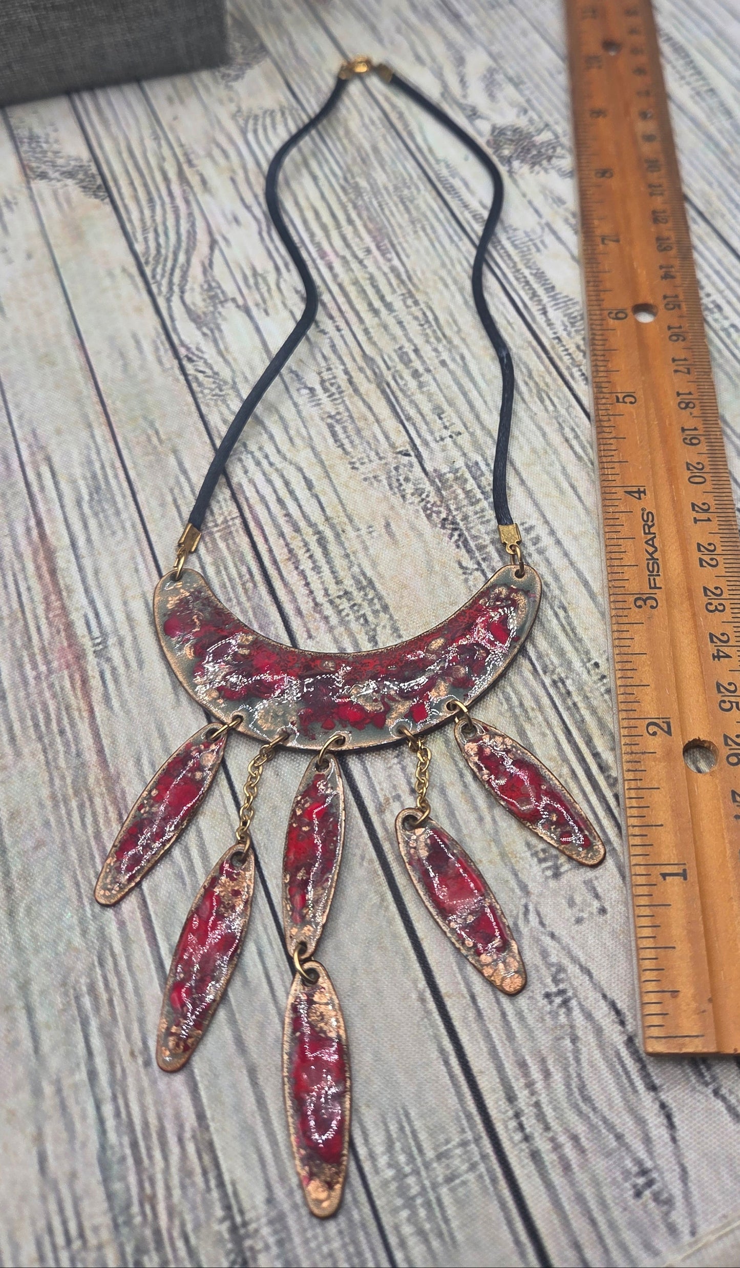 Vintage Enamel Red Bohemian Necklace