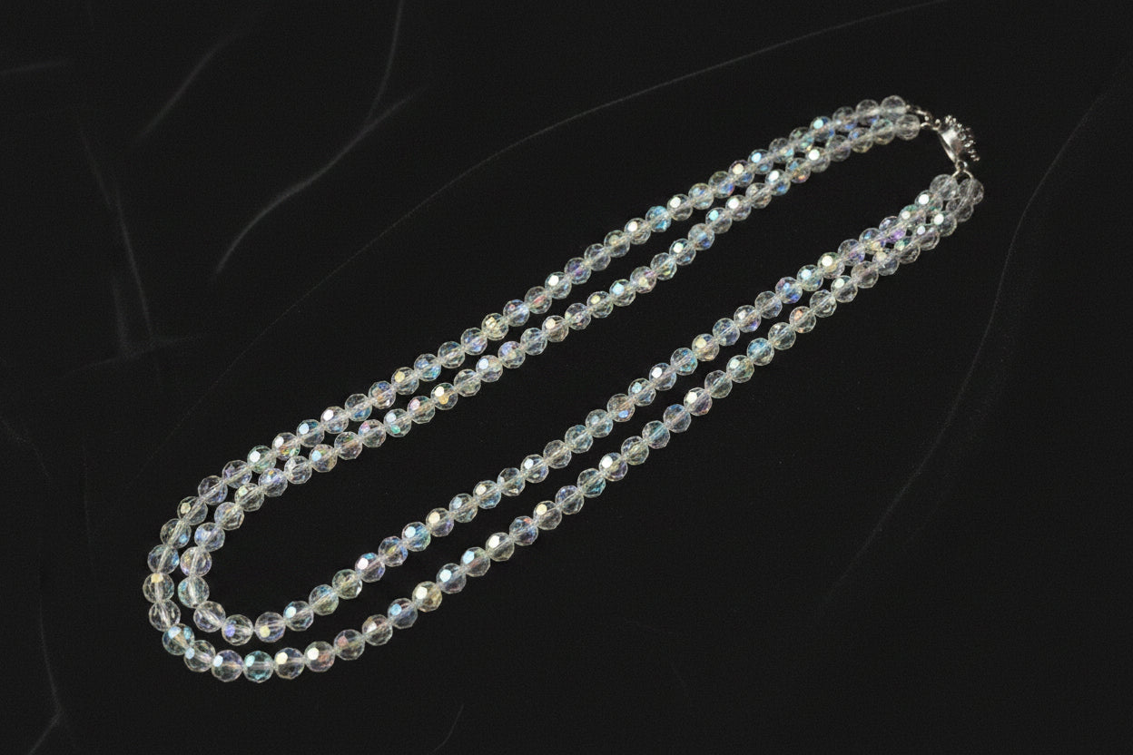 Vintage knotted double crystals with crystal clasp stunning 1960's