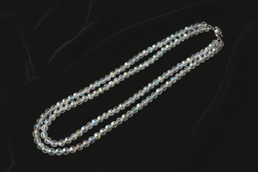 Vintage knotted double crystals with crystal clasp stunning 1960's