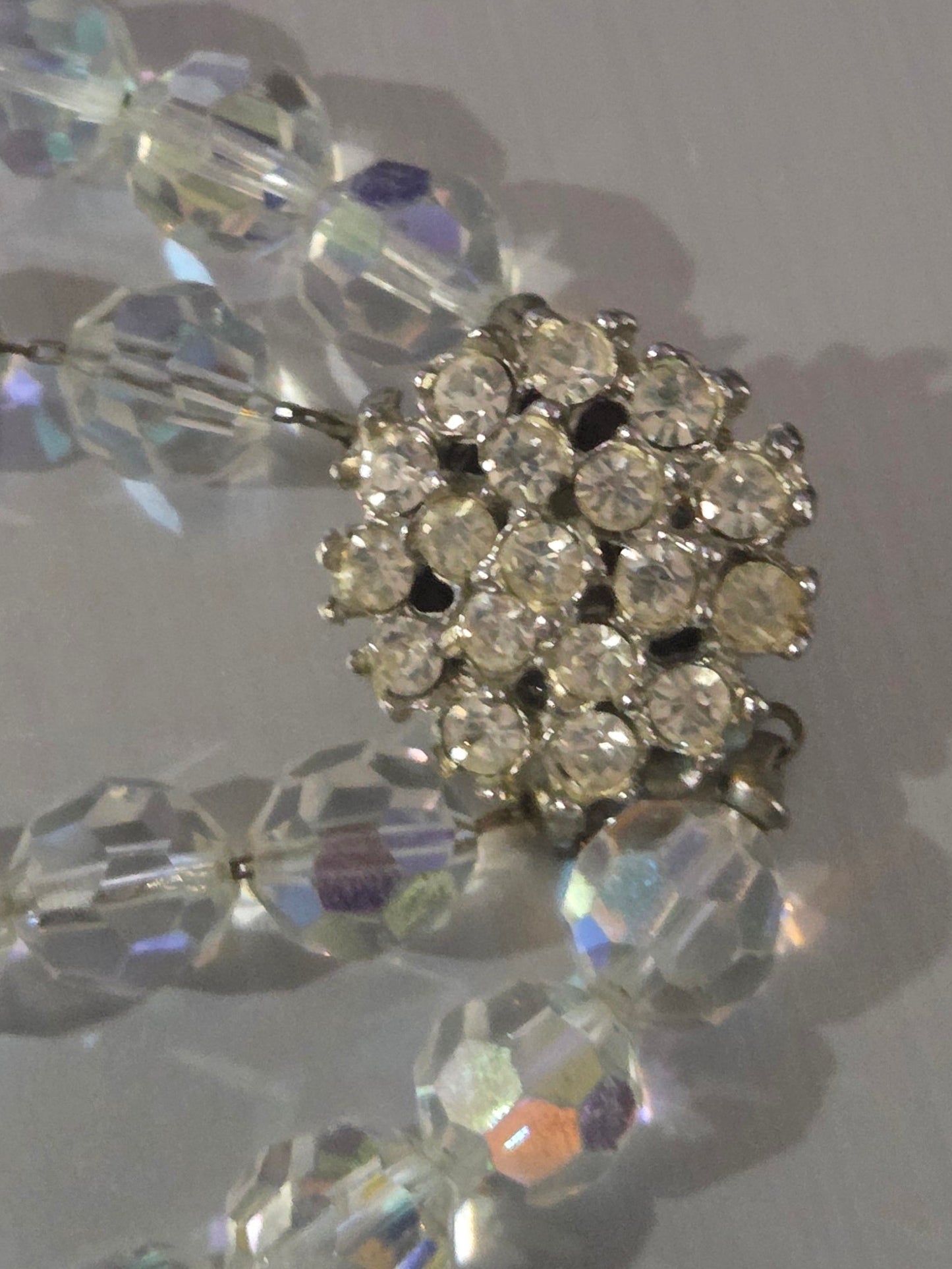 Vintage knotted double crystals with crystal clasp stunning 1960's