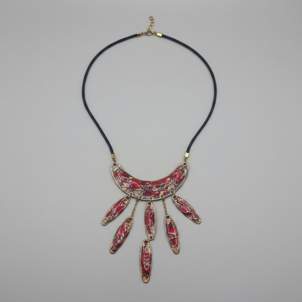 Vintage Enamel Red Bohemian Necklace