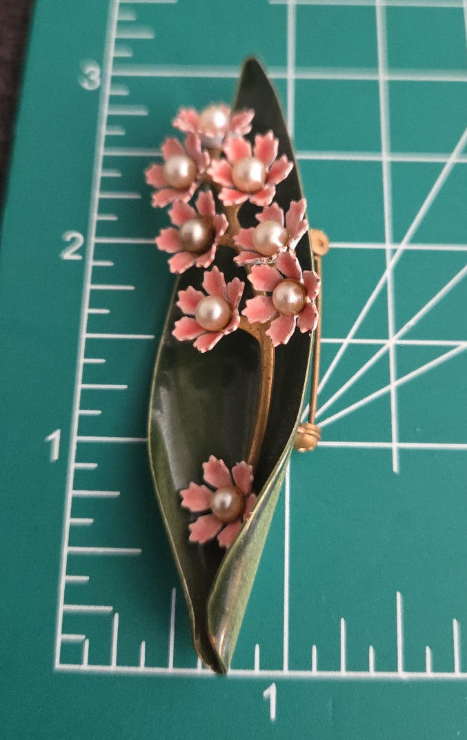 Vintage Japanese-Inspired Cherry Blossom Brooch