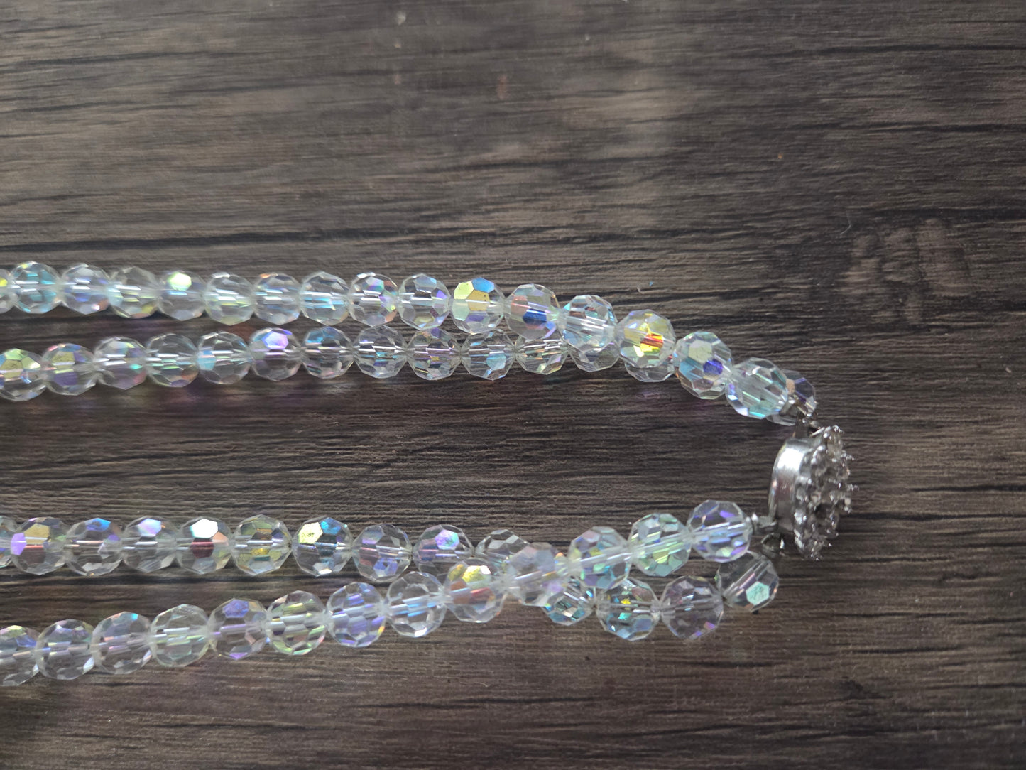 Vintage knotted double crystals with crystal clasp stunning 1960's