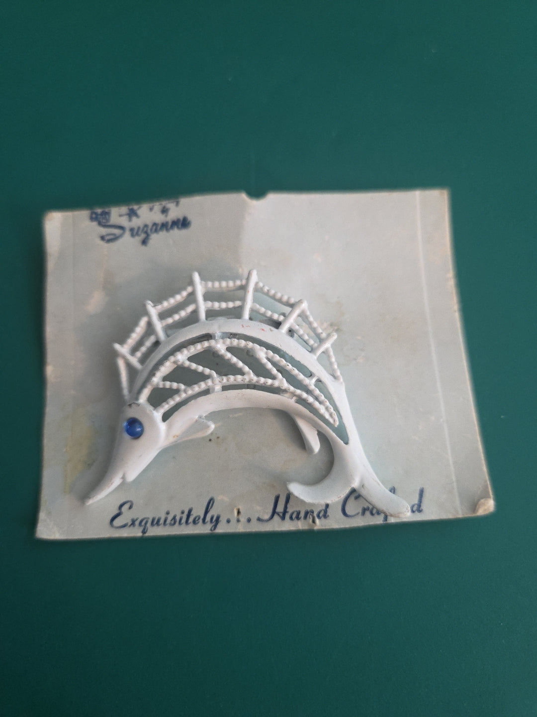 Vintage white Marlin Fish brooch 1960's
