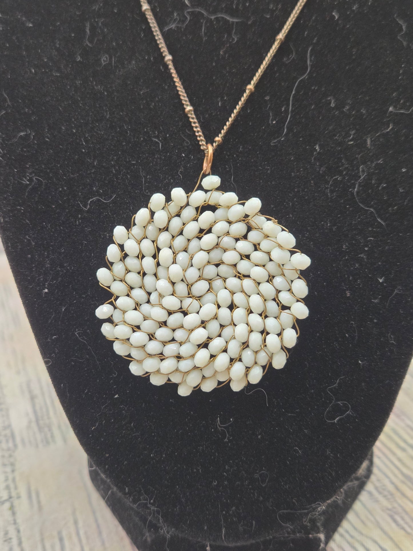 Vintage Milk Glass Cluster Necklace