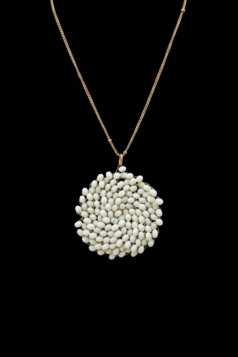 Vintage Milk Glass Cluster Necklace
