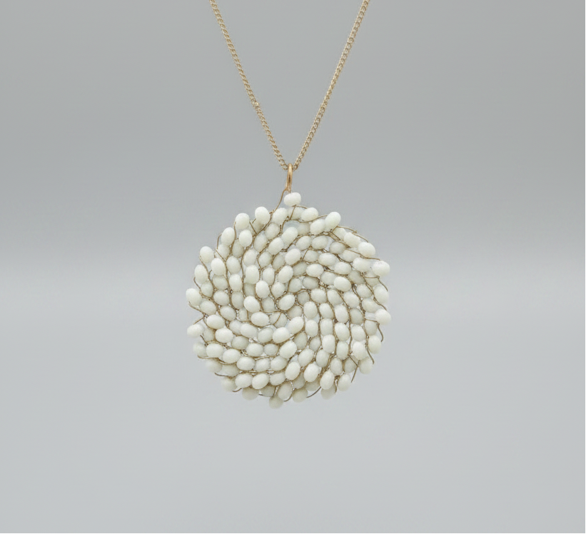 Vintage Milk Glass Cluster Necklace