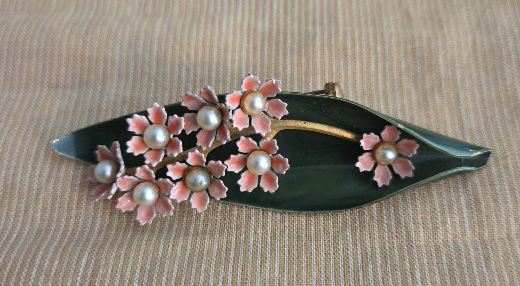 Vintage Japanese-Inspired Cherry Blossom Brooch