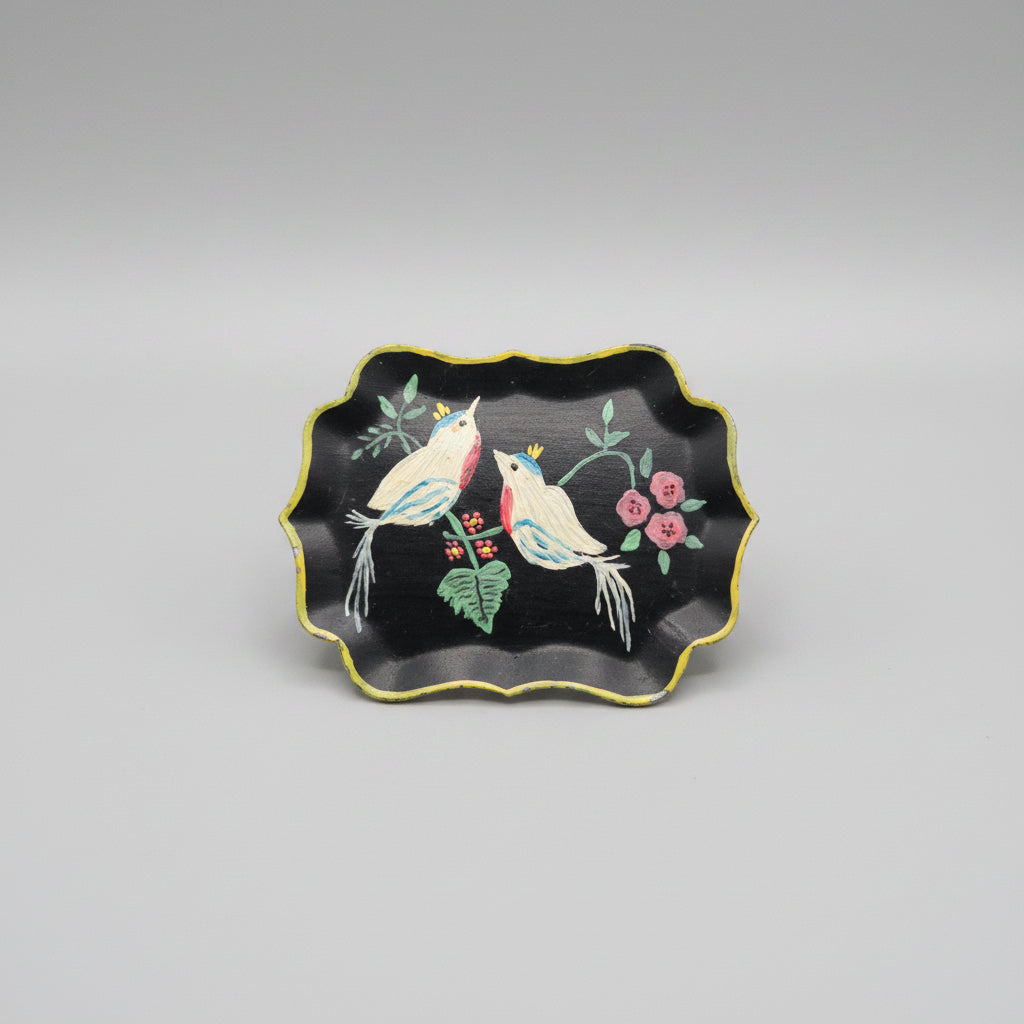 Vintage Hand Painted Brooch Two Birds and flower Beautiful
