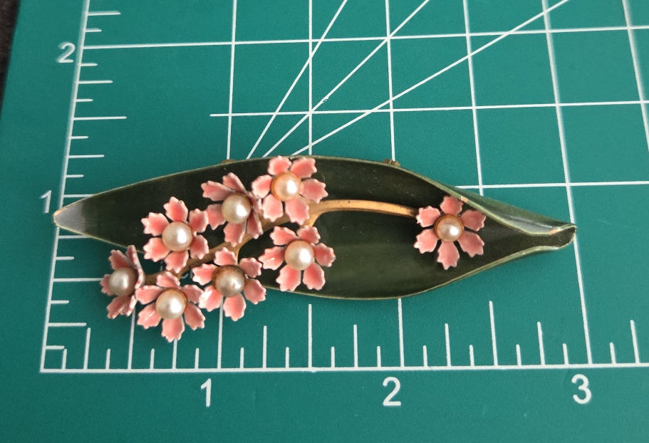 Vintage Japanese-Inspired Cherry Blossom Brooch