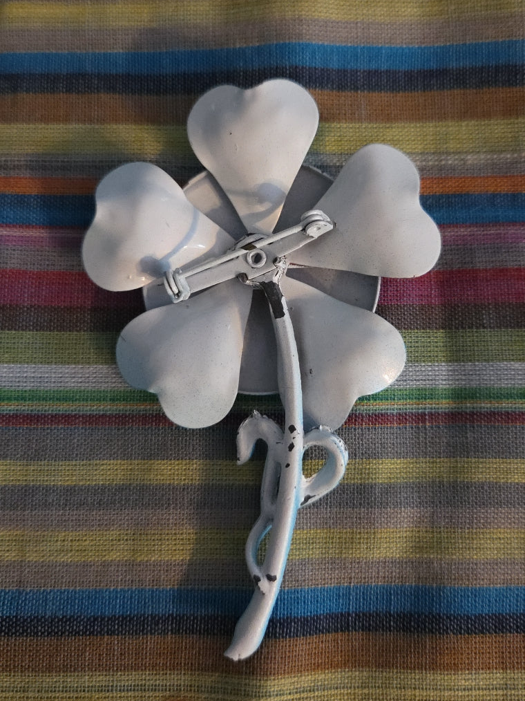 Vintage 1960s Blue Enamel Flower Brooch quirky original