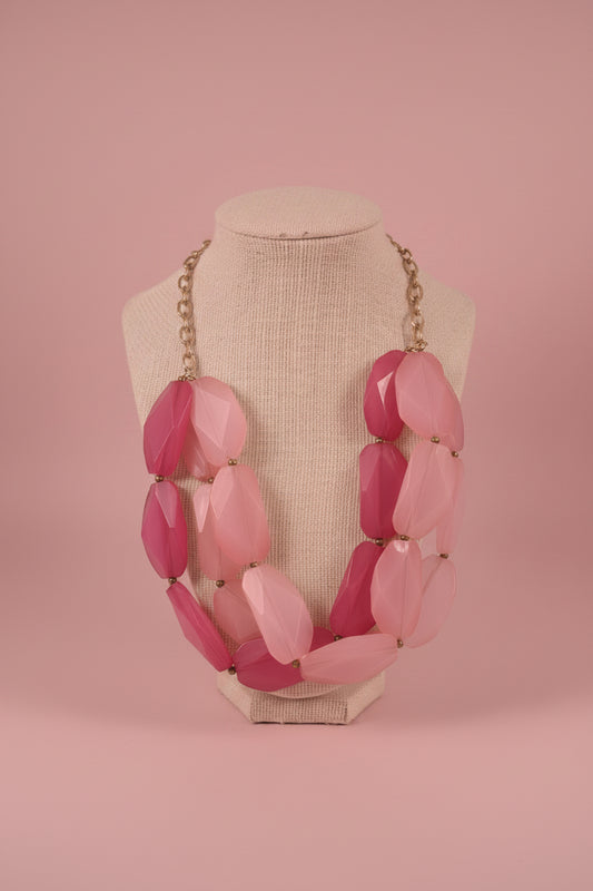 Vintage pink Chunky 1980's Beaded Necklace