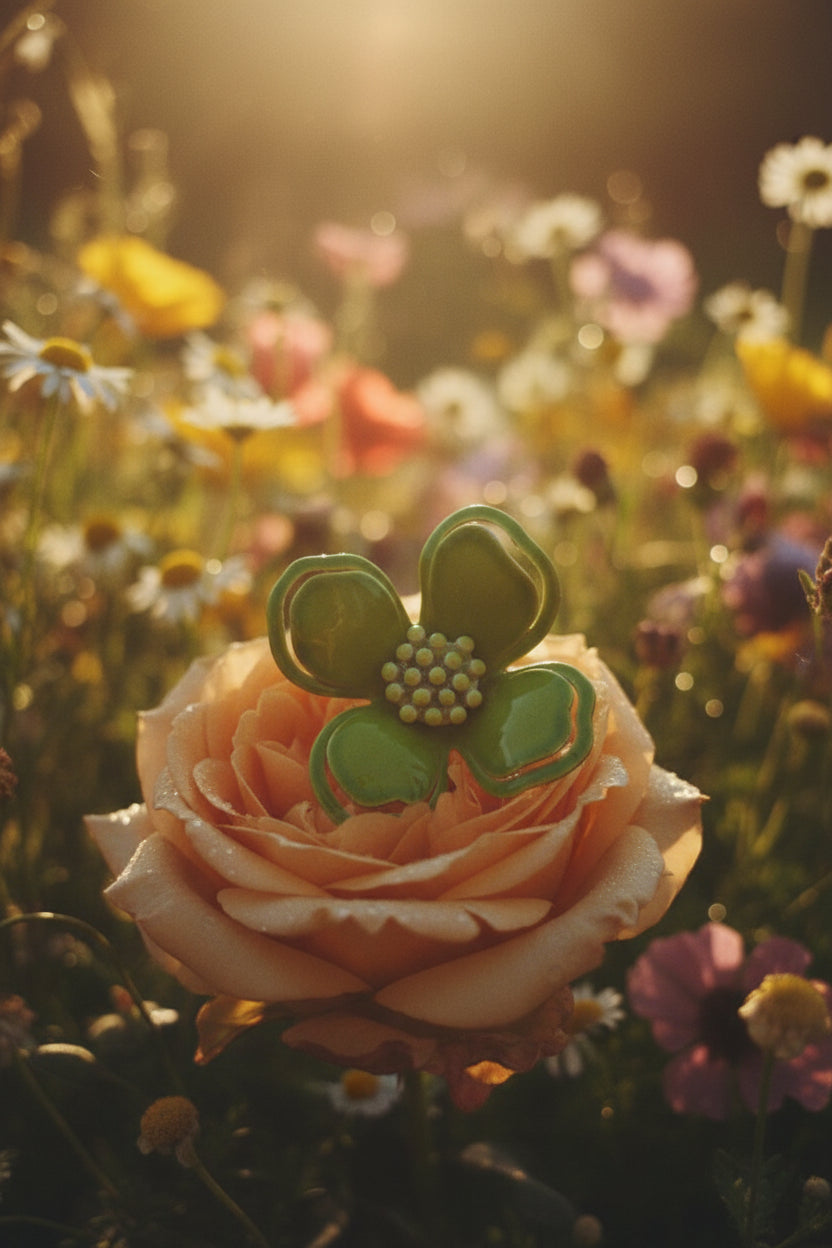 Vintage small green flower brooch 1960's  dainty but strong