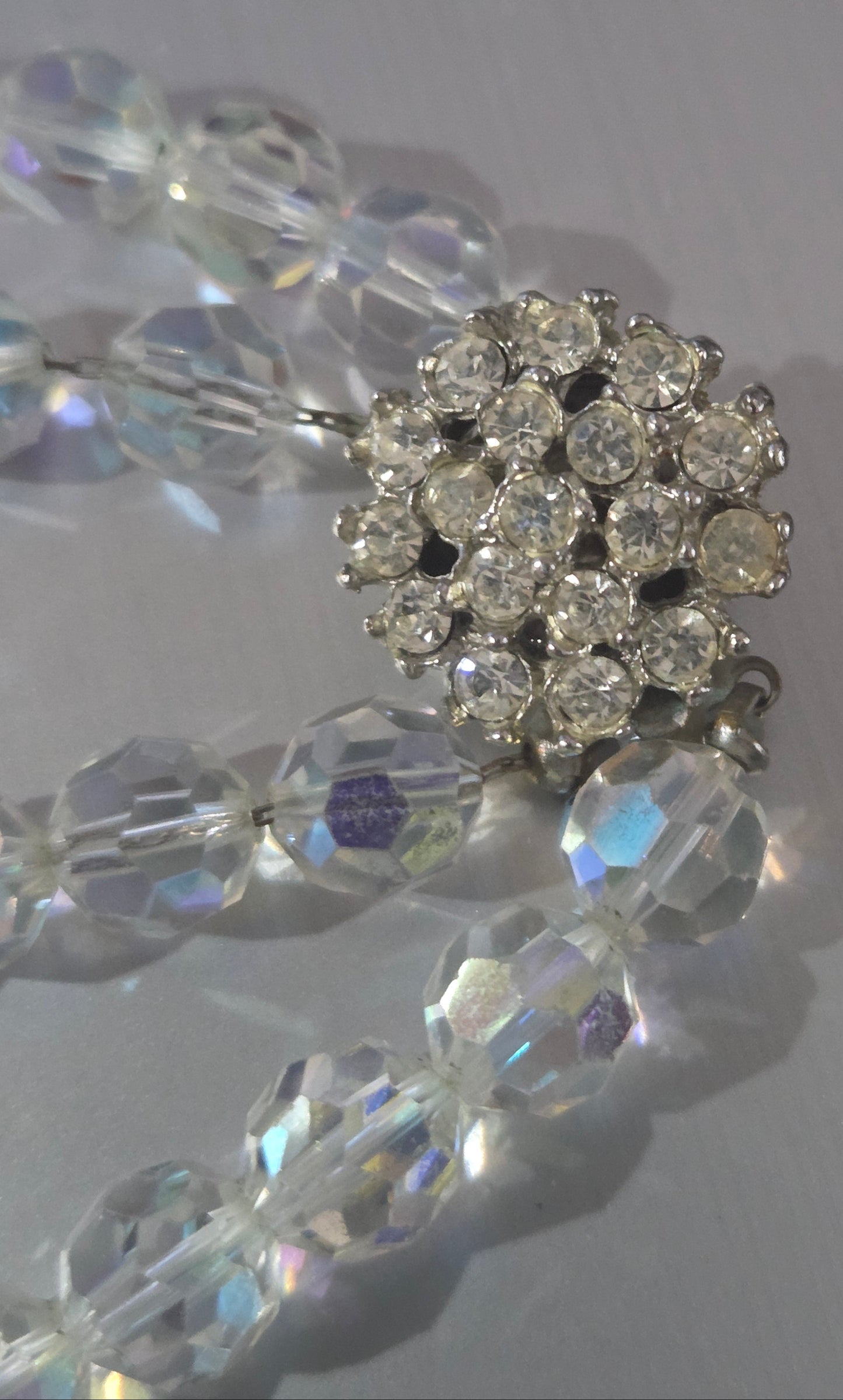 Vintage knotted double crystals with crystal clasp stunning 1960's